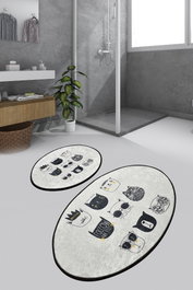 Mijölnir Juego de alfombrillas de baño Cutie blanco y negro